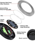 Sun Powered 8 LED Solar Ground Lights Waterproof For Outdoor Pathway And Garden showing components and back switch.