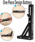 Beefy Triangle Folding Shelf Brackets Set For Wall Mounts, adjustable metal design, close-up of one-piece button mechanism