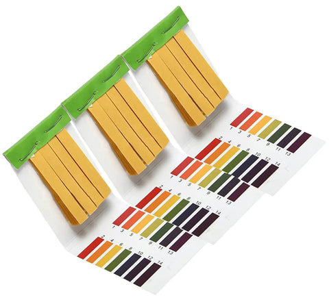 3 Pack pH Test Paper Strips 1 to 14 With Storage Case 240 Strips Total For Saliva Urine Water Soil Testing, litmus set laid out