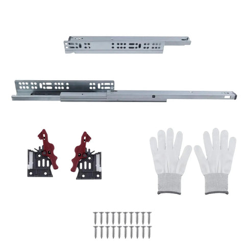 16 Inch Undermount Drawer Slides Full Extension With Hidden Bottom Bearing Soft Close For Kitchen Cabinets Heavy Duty Bottom Mount And Side Mount Drawer Runners 1 Pair Includes Hardware And Gloves, slides and hardware kit