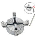 4 Jaw Lathe Chuck For Mini Wood Lathe, A Workhorse Self Centering Wood Turning Chuck With Connecting Rod And Wrench in metal finish
