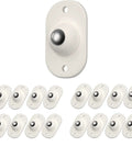 16 Pack Mini Swivel Caster Wheels Featuring Heavy Duty Self Adhesive Pads Super Silent Smooth Glide Rollers For Home Furniture Drawers Kitchen Cabinets And Bathroom Shelves Lightweight Yet Built Tough To Handle The Daily Grind Quick Setup Guaranteed, showing white rollers with steel balls.