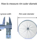 Diagram showing how to measure rim groove width and outer diameter for Airless Solid 24x1.75 Bike Tire No Flat Non Pneumatic Puncture Proof Road Bike Tire With Easy Installation Anti Slip Durable Tire For 24 Inch Wheels Puncture Resistant For All Road Conditions With Stable Grip And Low Maintenance.