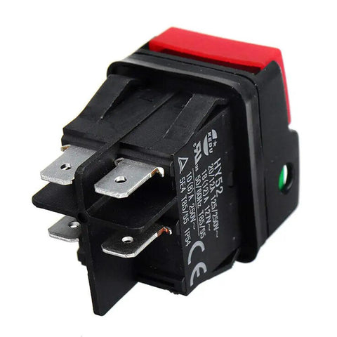 Push Button On Off Start Stop Switch For Mechanical Equipment And Marine Use, 4 Pins, Black Rocker Style, Safe Auto Reset