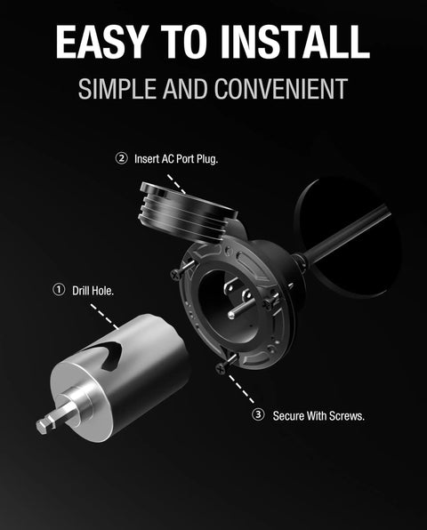 Easy installation steps for Heavy Duty Waterproof AC Port Plug With 20A 12AWG 125V RV Shore Power Inlet Socket And 16 Inch Extension Cord