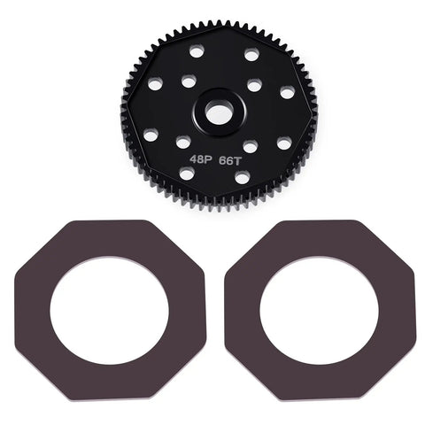 Steel Spur Gear Set 66T 48P Hardened Steel Main Gear Upgrade For RC Cars Compatible With Team Associated DR10 RC10 B4 B5 T4 T5