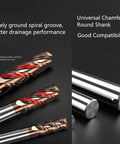 Five Piece Micro Grain Carbide Square End Mill Set, 1/8 Inch (3mm), Four Flute Milling Cutter, finely ground spiral groove