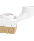 Top Shelf 75Mm Cnc Dust Shoe For Engraving Machines Offering No Sweat Chip Control And A Straight Up Secure Spindle Fit That Keeps Your Rig Clean Between Sessions, featuring a white ABS body and brush.