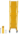 Heavy Duty Rolling Scissor Barrier Expandable Steel Gate With Smooth Swivel Casters For Fast Job Site Lockdown, shown in folded position.
