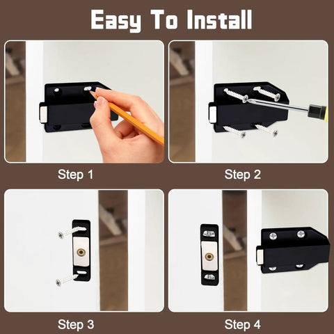 4 Pack Magnetic Push Latch Cabinet Hardware No Fuss Push To Open Touch Latch installation steps with base screws