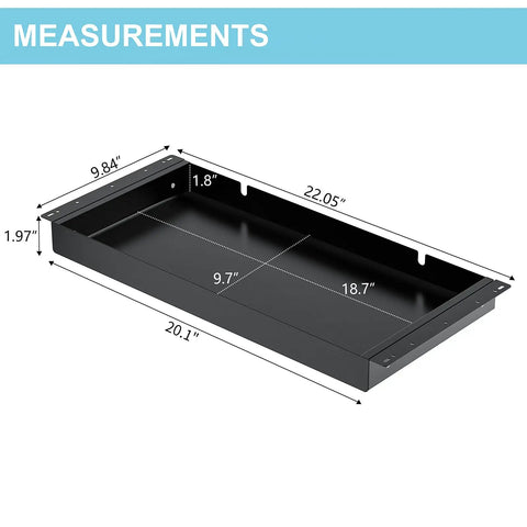 Dimensions of Under Desk Drawer With Full Extension Ball Bearing Slides 20.1 Inch Carbon Steel Slide Out Storage Organizer