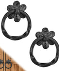 Two Pack Black Ring Pulls Heavy Duty Decorative Iron Ring Handles For Chests Trunks Barn Doors And Cabinets Handmade Rustic Hardware