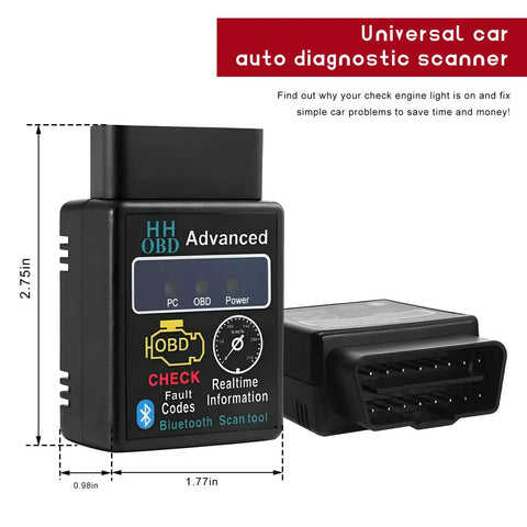 Bluetooth OBD2 Scanner For Cars With Real Time Diagnostics Read And Clear Engine Fault Codes Wireless Code Reader Tool