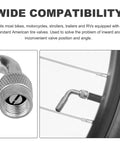 Six Pack Valve Stem Extenders Universal Tire Valve Extensions 90 Degree Close-up on Wheel Copper Nickel Plated Adapters