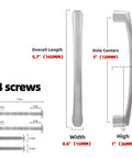 Dimensions and screws for 10 Pack Brushed Nickel Cabinet Pulls 5 Inch 128mm Long Kitchen Cabinet Handles with premium alloy and smooth finish.