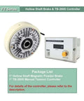 Heavy Duty Hollow Shaft Magnetic Powder Brake Kit DC24V With TB-200S Controller, industrial servo brake system