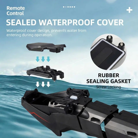 Sealed waterproof cover of Dope Remote Control Water Snake Toy With Camera For Pool Play showing rubber gasket and locking screws.