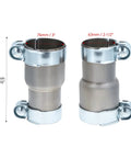 Stainless Steel Exhaust Adapter With Clamps, Two Pack, Fits 2.5 Inch To 3 Inch Exhaust Systems, shown with dimensions