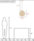 Size reference chart for Hand Woven Bamboo Pendant Light With Natural Rattan Basket Shade Dope Beige Bamboo Chandelier