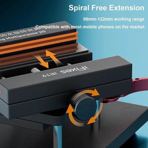 Phone Back Cover Glass Separator Clamp For iPhone And Android showing rotating knob; DIY Friendly 360 Degree Rotating Fixing Tool, Heating Assisted LCD Back Panel Opening.