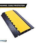 Tough As Nails Heavy Duty Cable Protector Ramp 3 Channel 1 Piece 36 Inch Long Black And Yellow Cord Cover With 44000 Lbs Capacity Rubber Speed Bump Wire Protector For Safe Driveways And Worksites MUTCD OSHA Compliant