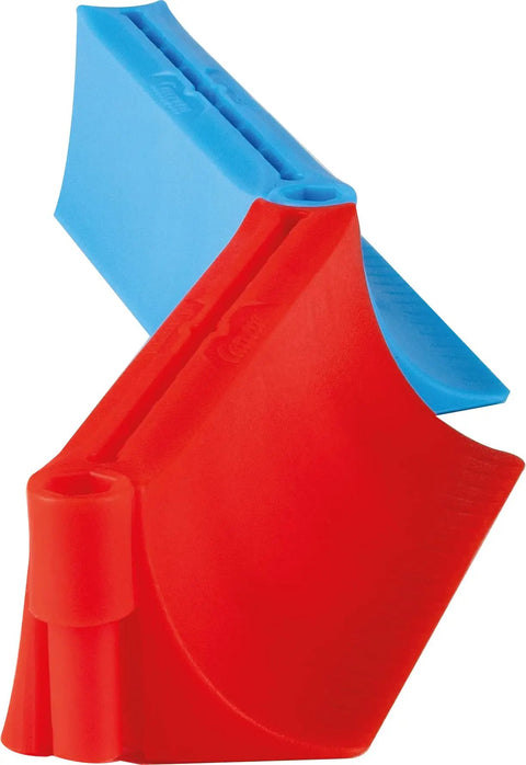 Red and blue track pieces from Mario Kart Tabletop RC Racing Set With Mario And Luigi, 60-piece setup for table or floor play.
