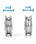 Heavy Duty Steel V Groove Wheel, Dead Nuts Smooth Sliding Gate Caster With U Bracket, side view comparison of sizes.
