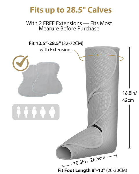 Air Compression Leg Massager Boots For Circulation And All Day Pain Relief with extensions for adjustable fit