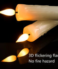Flameless Taper Candles With Remote And Timer 6 Pack LED Battery Operated Flickering Ivory Candlesticks for cozy vibes and safety.