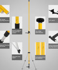 Beefy Telescoping Laser Level Pole With Tripod For Construction Reaches Twelve Feet Three Point Seven Meters Includes One Quarter Inch