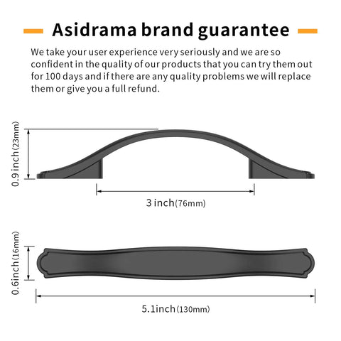 Six Pack 3 Inch Matte Black Cabinet Pulls Tough As Nails Heavy Duty Solid Kitchen Cabinet Handles For Cabinets Drawers And Bathrooms Durable Rust Resistant Drawer Hardware, 3-inch handle dimensions