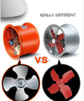 Comparison of orange and silver 12 Inch Explosion Proof Axial Fan Industrial Portable Ventilator 150W Low Noise Blower 220V