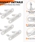 Four Pack 131763310 Washer Door Striker Replacement Upgrade Kit For Compatible Front Load And Top Load Washers Pro Grade Easy Install And Durable Build, white ABS plastic