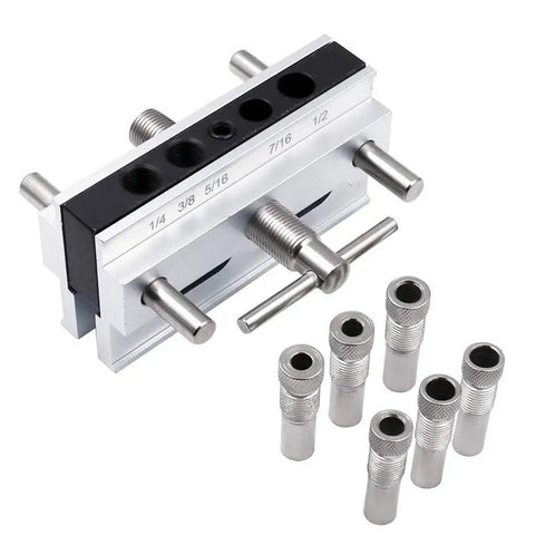 Self Centering Dowel Jig With Wide Capacity For Precise Wood Dowel Holes And Quick Clamp Setup, Includes Six Hardened Bushings