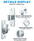 Heavy Duty Five Eighth Inch Wall Mount Gate Hinges Four Piece Set For Farm Fences, galvanized steel hinge detail with 0.15-inch thickness