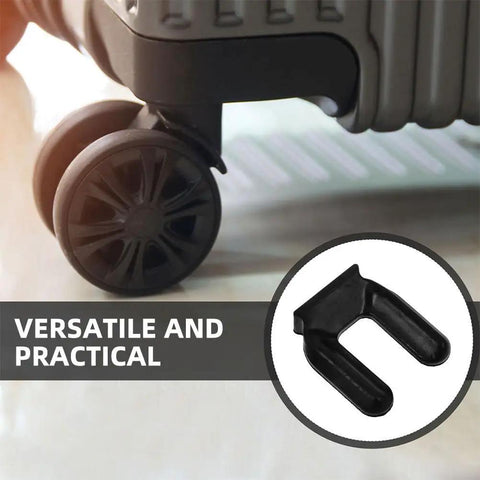 2 Pack No Slip Wheel Stoppers For Caster Wheels, Heavy Duty Rubber Cups, shown with close-up on black stopper and wheel, Protect Hardwood Floors, Great For Office Chairs, Cribs, And More, Black.