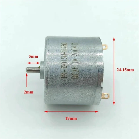 Dope Tiny 24mm Mini Electric Motor Spindle For DIY Projects, Dimensions: 24.15mm x 19mm, Visible Shaft 2mm x 5mm