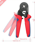 Wire Ferrule Crimping Tool Kit With 1200 Ferrule Terminals, Self Adjusting Ratchet Crimper Plier Set, 0.25 To 10 Mm2, dimensions shown