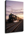 Vintage Steam Train Wall Art Canvas Poster Sunset Landscape Retro Vibe Locomotive Railway Picture For Living Room And Boys Bedroom Decor Framed Or Unframed Ready To Hang