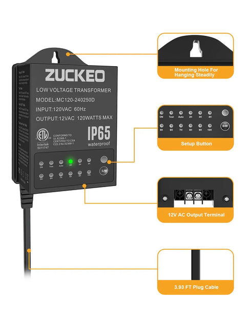 Low Voltage Outdoor Landscape Lighting Transformer With Dusk To Dawn Sensor And Countdown Timer 120V To 24V Waterproof