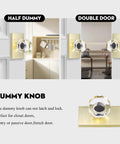 Octagon Glass Crystal Dummy Door Knob Satin Brass Non Turning Gold For Closet And Hall 4 Pack A Breeze To Install