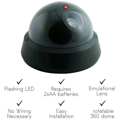 Outdoor Dummy Security Camera Kit Pack Of 4 With Wireless Dome Design Realistic Look Flashing Red LED Motion Light Easy Mount Battery Powered
