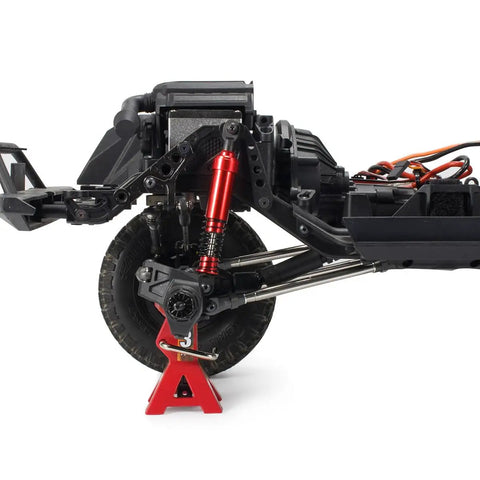 RC Crawler Shocks 75mm-115mm Bore for 1/10 Scale Builds installed on LCG chassis with red shock absorber visible