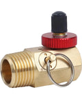 Close-up of Heavy Duty Brass Air Tank Manifold With Shut Off And Relief Valves Half Inch NPT Port For Air Compressor 0 To 110 PSI Pneumatic System DN16