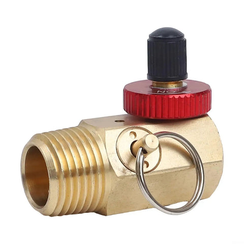 Close-up of Heavy Duty Brass Air Tank Manifold With Shut Off And Relief Valves Half Inch NPT Port For Air Compressor 0 To 110 PSI Pneumatic System DN16