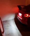 OEM-Fit 3W Full LED License Plate Light Kit illuminating the rear of Scion FR-S Subaru with 24-SMD Xenon White LEDs.