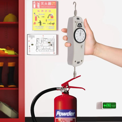 100Lb Push Pull Force Gauge Handheld Tester For Measuring Push And Pull Forces With High Accuracy Within Five Tenths Of A Percent And Lightweight Portable Design, hand-held on fire extinguisher