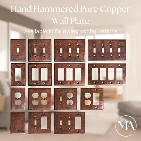 Hand Hammered Copper 2 Gang Light Switch Cover Plate Made To Last With A Rich Patina Over Time Premium Decorative Boss Look Wall Plate