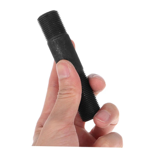 Hand holding pull rod from Hydraulic Punch Kit For Electrical Metal Conduit, Pro Manual And Electric Driver Set with Precision Hole Dies.