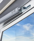 Heavy-Duty Pneumatic Storm Door Closer With Adjustable Damping And Hold Open Feature on out-swing aluminum door